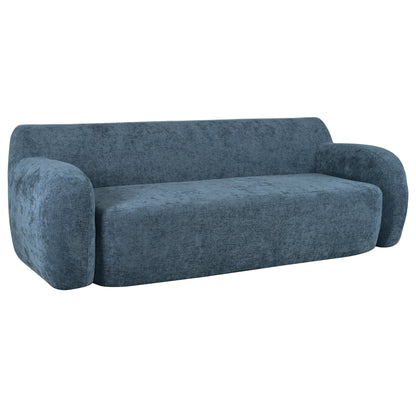 81.5 Polyester Curved 3-Seater Sofa with Ergonomic Armrests, High-Density Foam, and No Assembly Required