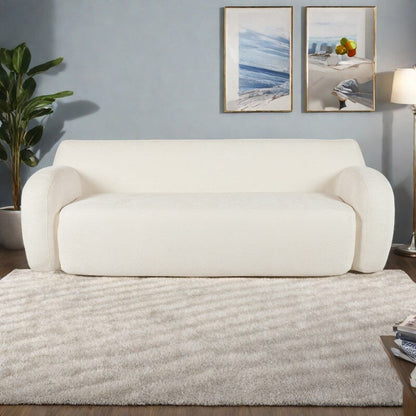 81.5 Polyester Curved 3-Seater Sofa with Ergonomic Armrests, High-Density Foam, and No Assembly Required