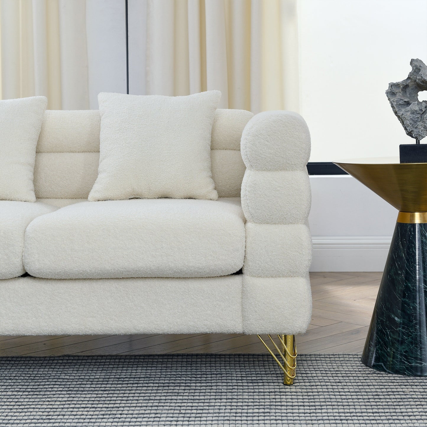81 Fabric 3-Seater Sofa with 3 Pillows,Soft Sitting for Living Room,Bedroom