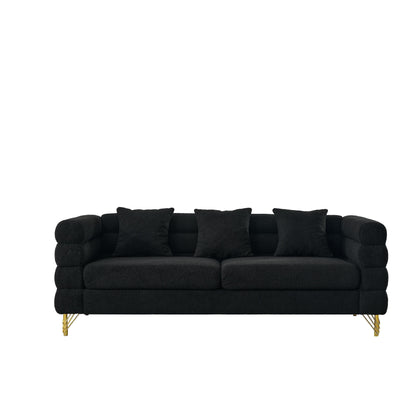 81 Fabric 3-Seater Sofa with 3 Pillows,Soft Sitting for Living Room,Bedroom