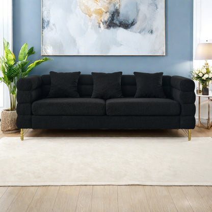 81 Fabric 3-Seater Sofa with 3 Pillows,Soft Sitting for Living Room,Bedroom