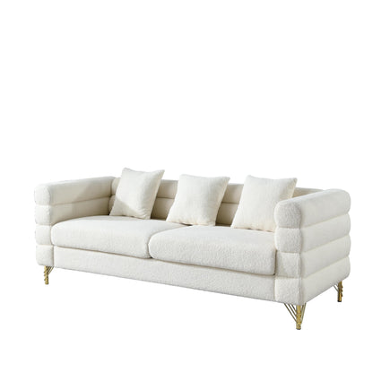 81 Fabric 3-Seater Sofa with 3 Pillows,Soft Sitting for Living Room,Bedroom