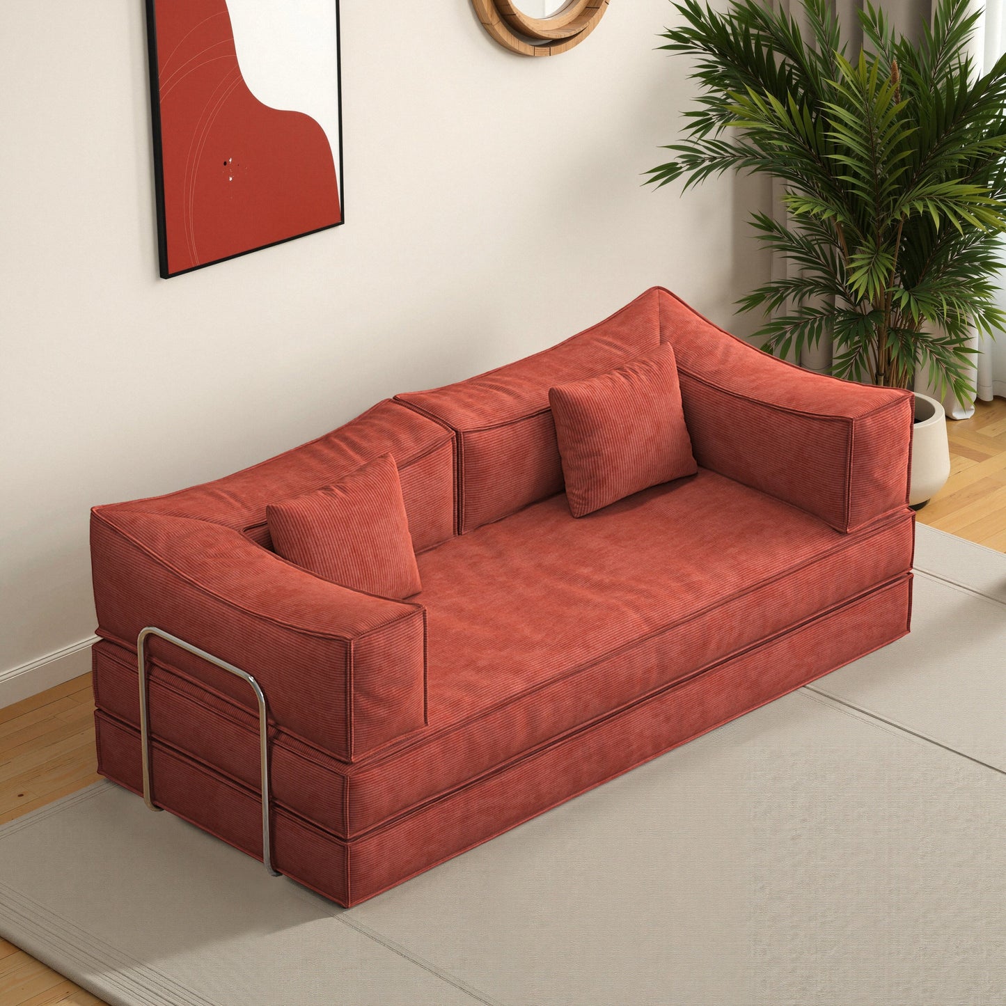 82 Inch Chenille Convertible Modular Sofa for Living Room