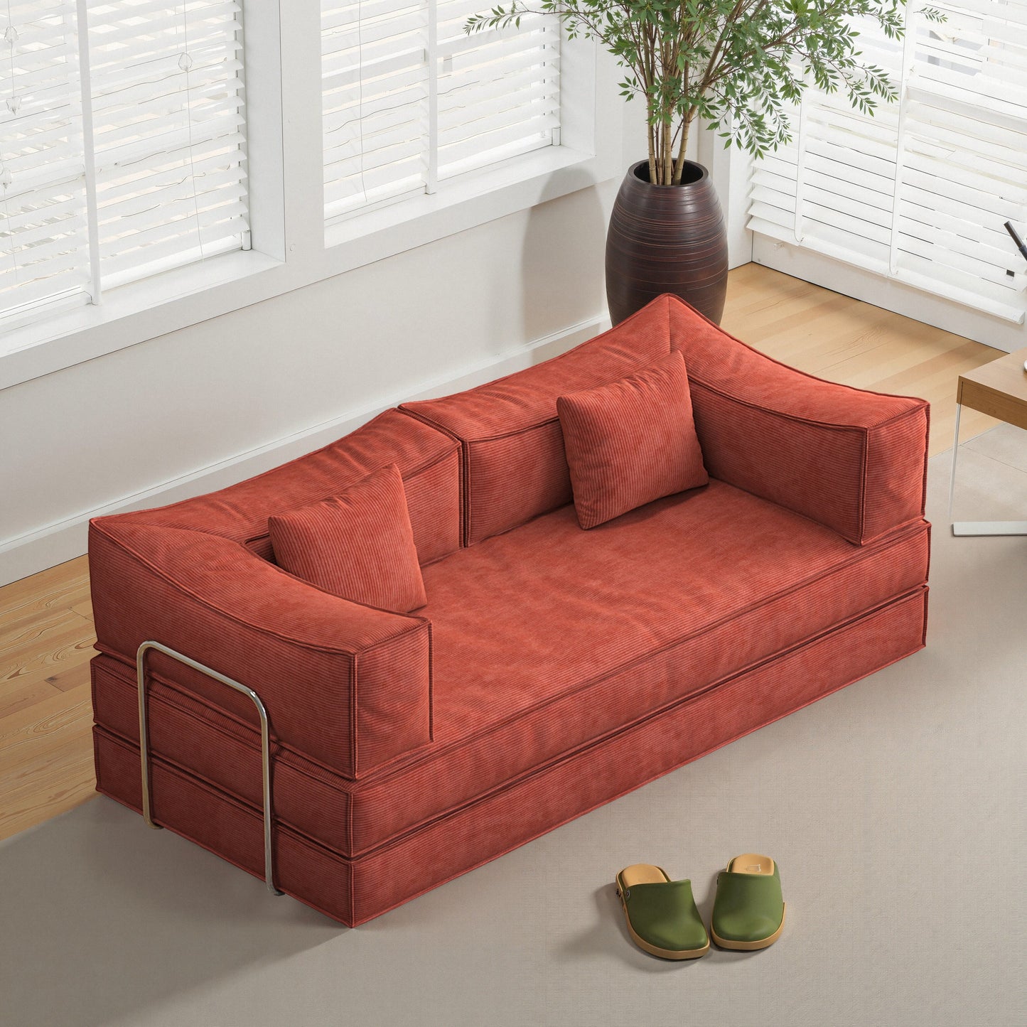 82 Inch Chenille Convertible Modular Sofa for Living Room