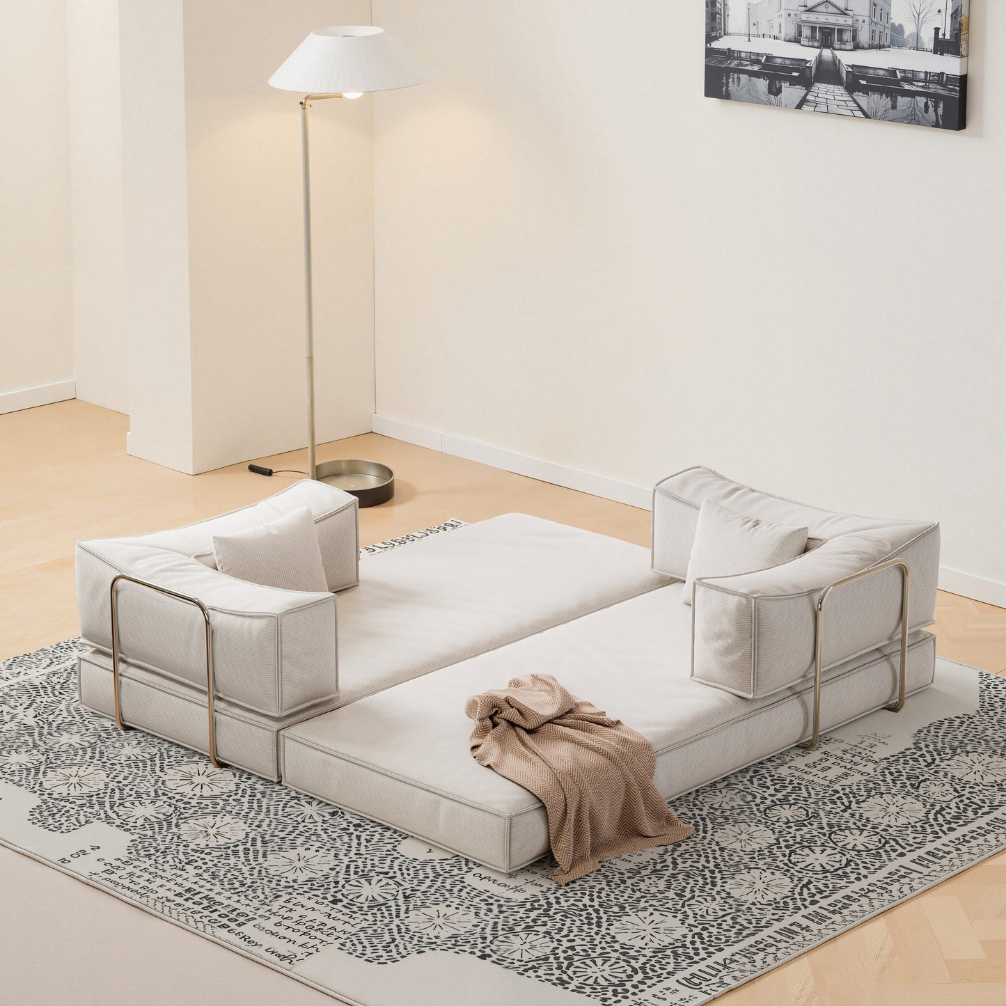 82 Inch Chenille Convertible Modular Sofa for Living Room