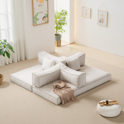 82 Inch Chenille Convertible Modular Sofa for Living Room