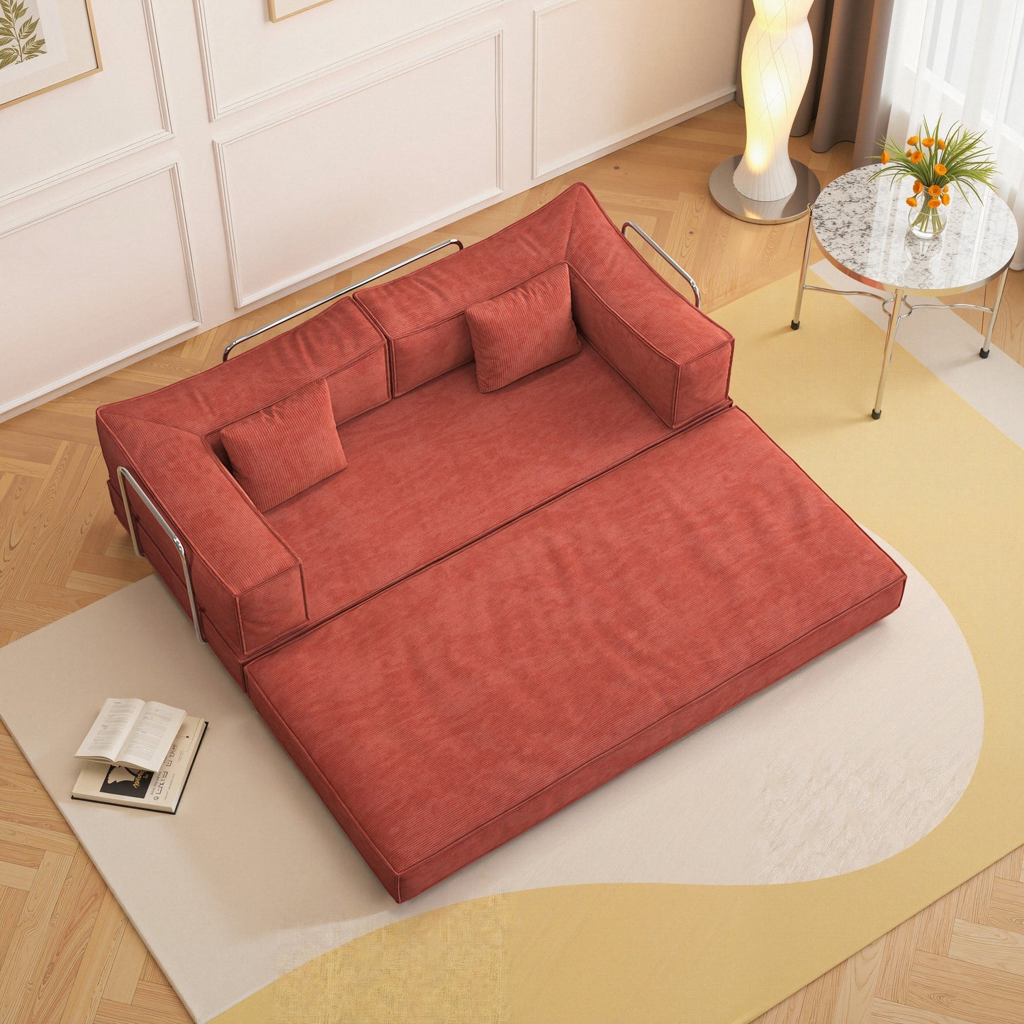 82 Inch Chenille Convertible Modular Sofa for Living Room