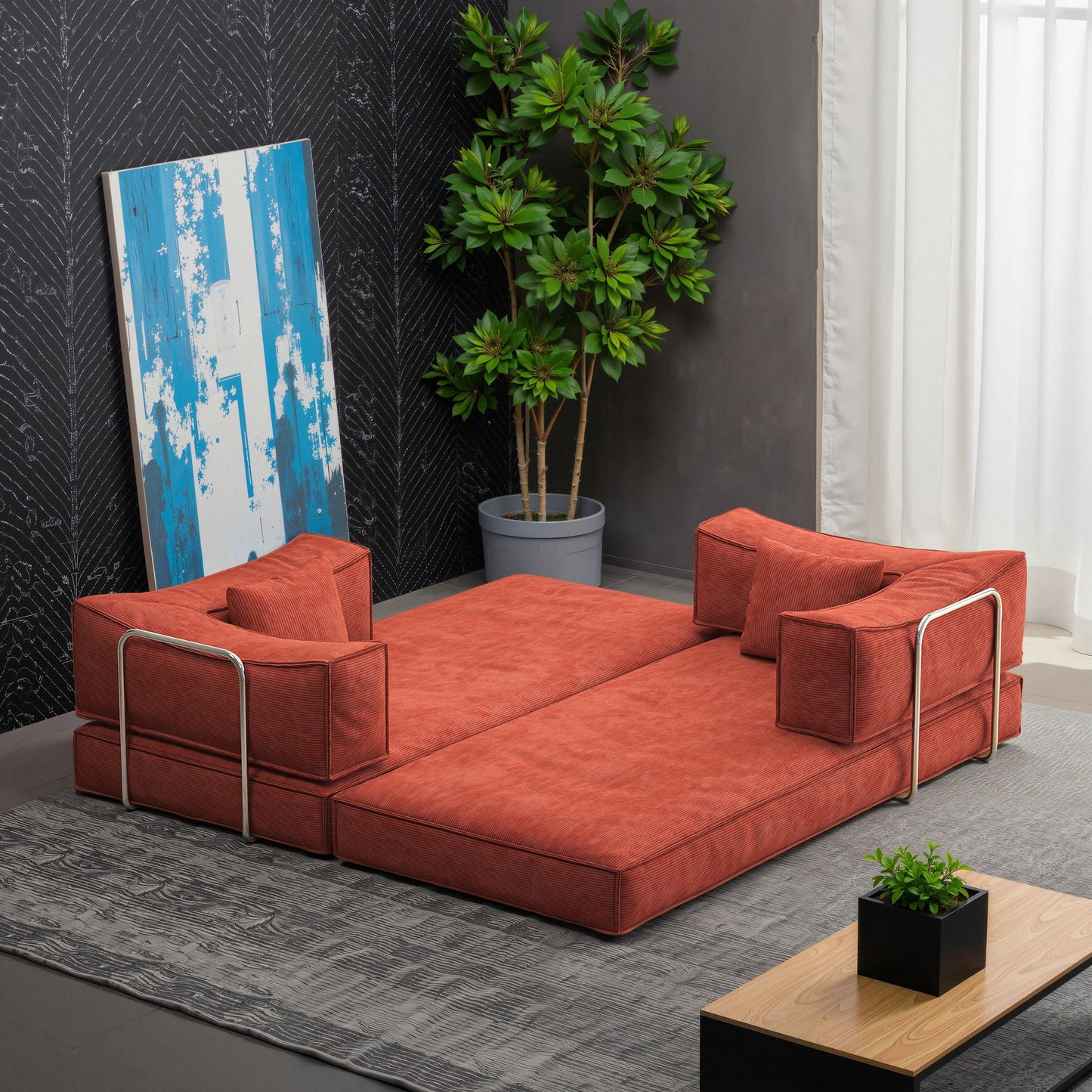 82 Inch Chenille Convertible Modular Sofa for Living Room