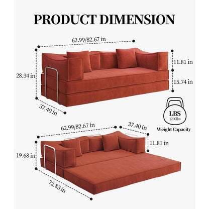 82 Inch Chenille Convertible Modular Sofa for Living Room