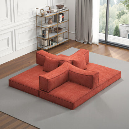 82 Inch Chenille Convertible Modular Sofa for Living Room