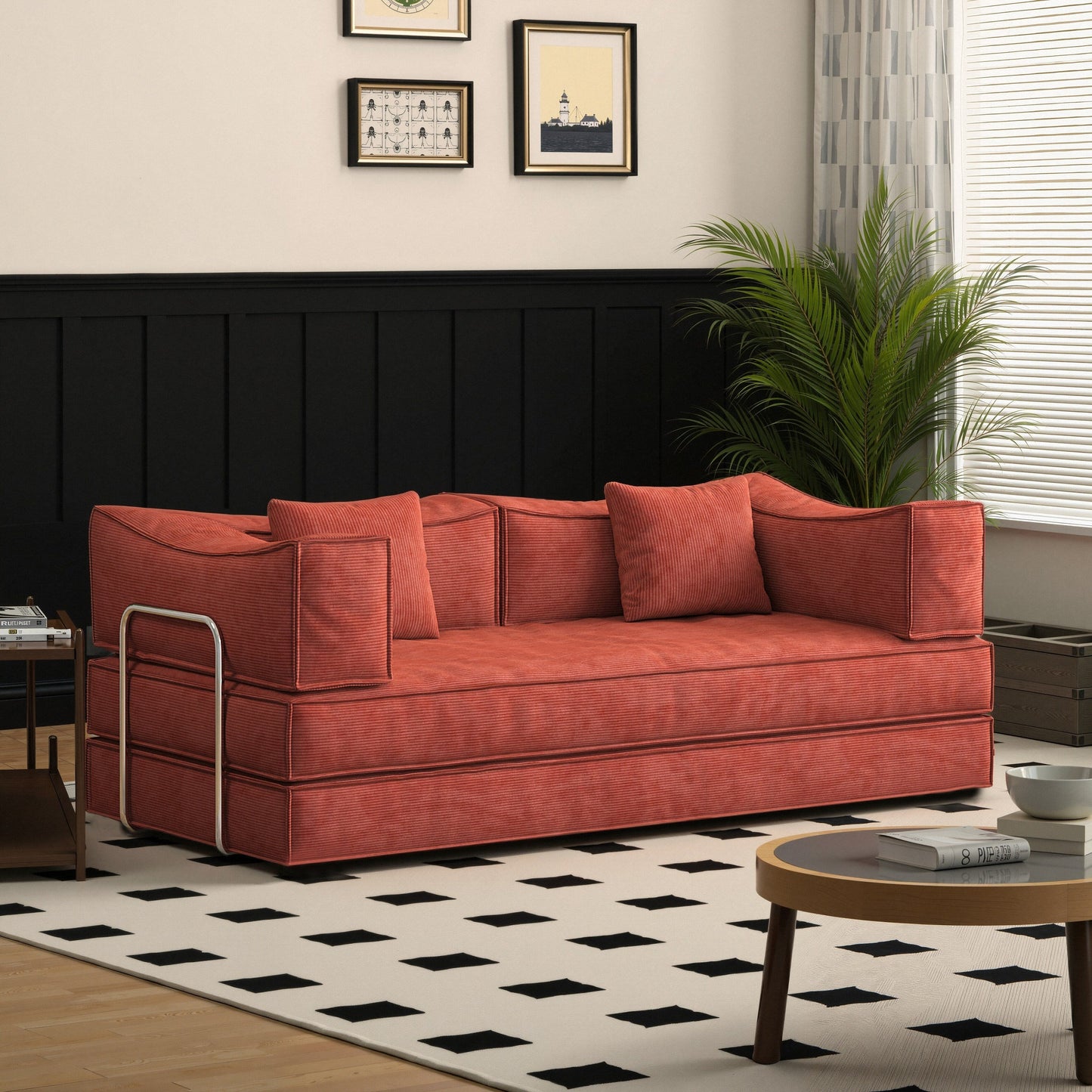 82 Inch Chenille Convertible Modular Sofa for Living Room