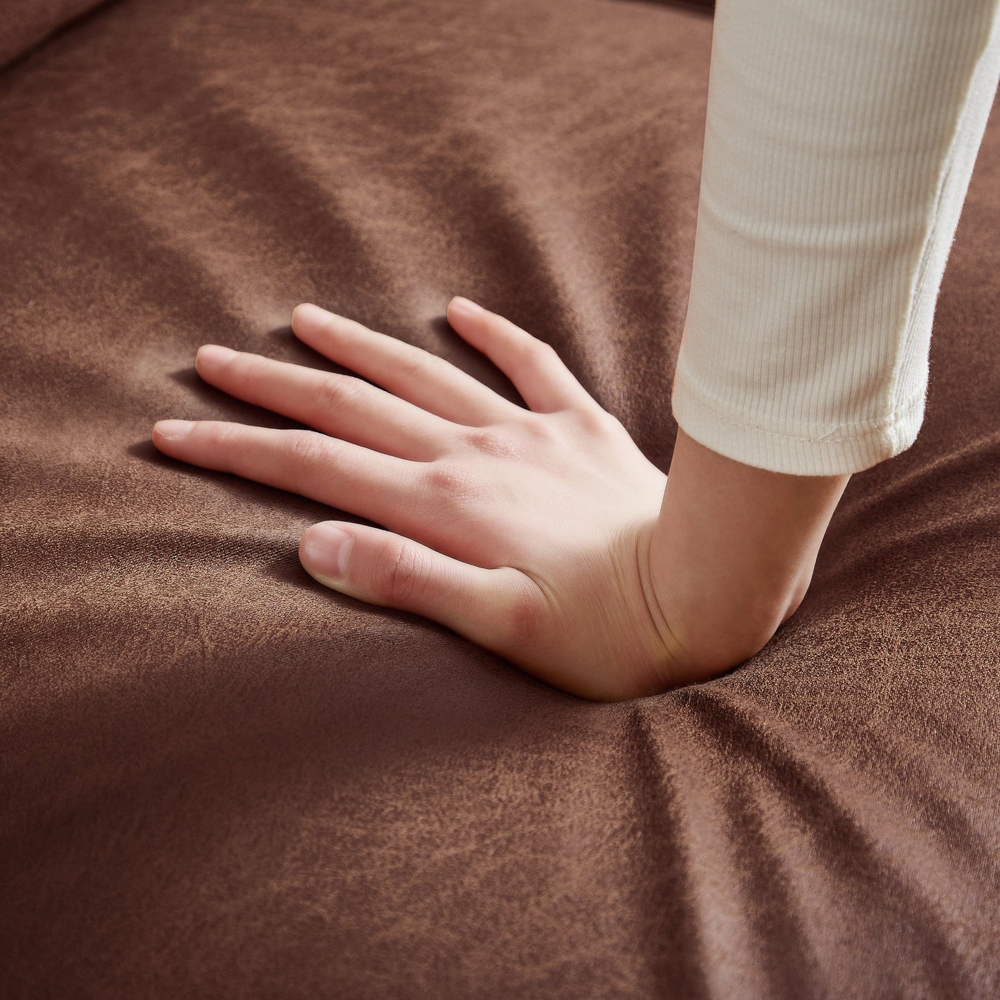 82.2 Fabric 3-Seater Sofa with Copper Nails and Right Chaise