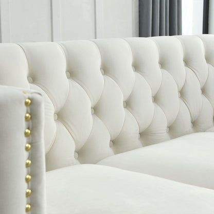 82.2'' Velvet L-Shaped 5-Seater Sofa with Nailhead Trim