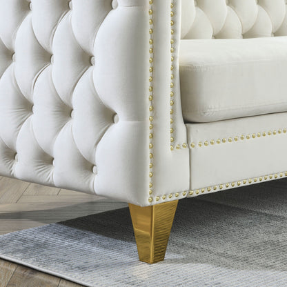 82.2'' Velvet L-Shaped 5-Seater Sofa with Nailhead Trim