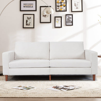 82.68 in. L Corduroy Mid-Century Modern Rectangle 2-Seater Loveseat with Square Arm