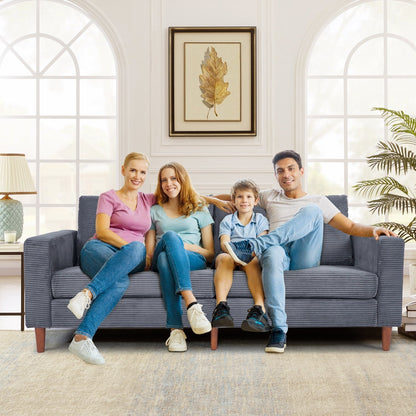 82.68 in. L Corduroy Mid-Century Modern Rectangle 2-Seater Loveseat with Square Arm