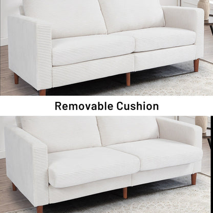82.68 in. L Corduroy Mid-Century Modern Rectangle 2-Seater Loveseat with Square Arm