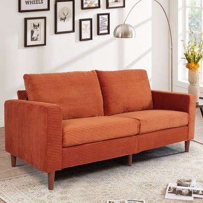 82.68 in. L Corduroy Mid-Century Modern Rectangle 2-Seater Loveseat with Square Arm