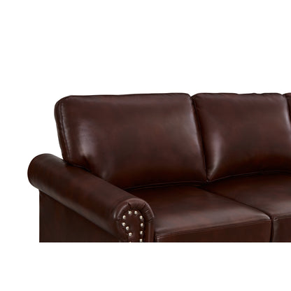 82.68 3-Seater Sofa PU Leather Sofa with Storage, Solid Wood And Metal Frame, 6-Leg Support, Under-Seat Storage Boxes