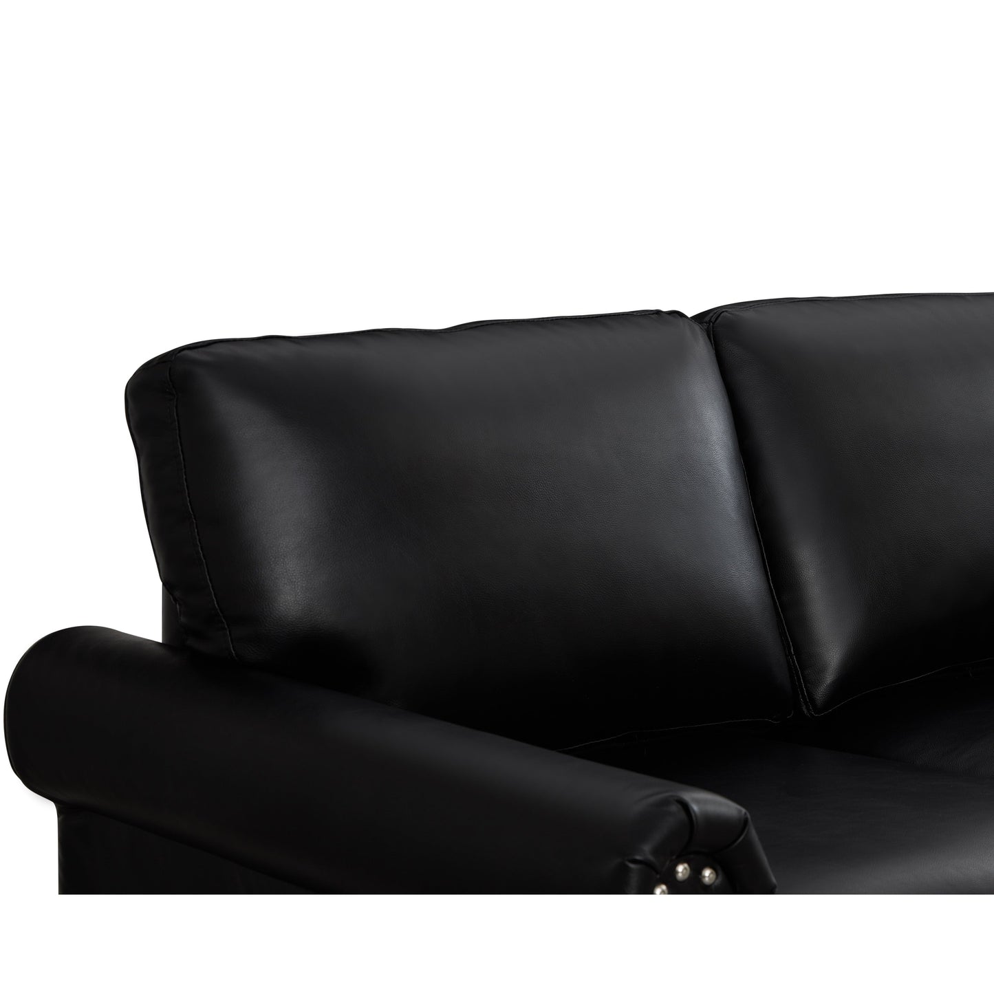 82.68 3-Seater Sofa PU Leather Sofa with Storage, Solid Wood And Metal Frame, 6-Leg Support, Under-Seat Storage Boxes