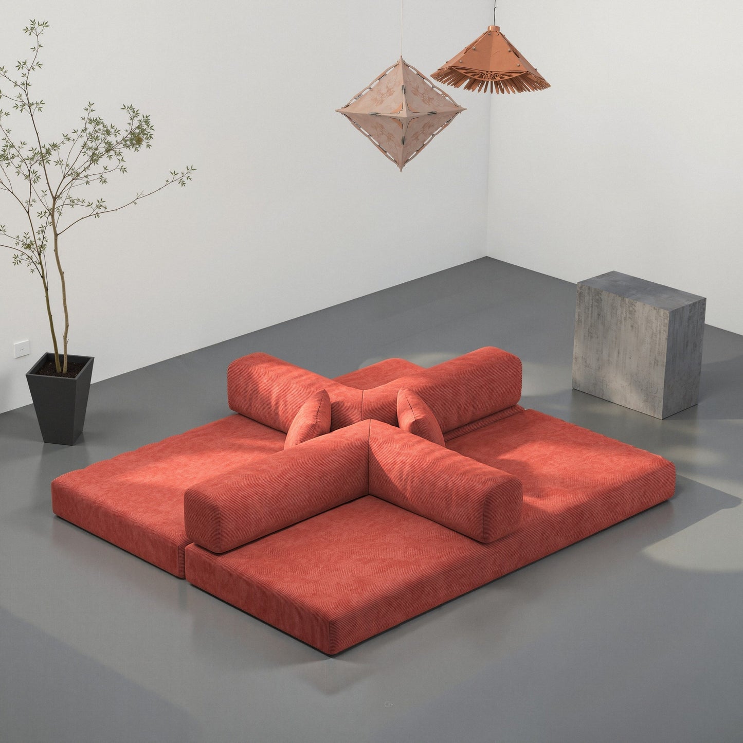 82.68 Foam 3-Seater Sofa Modular with Removable Backrest, 70cm Wide Seat, Washable Cover, Stainless Steel Frame