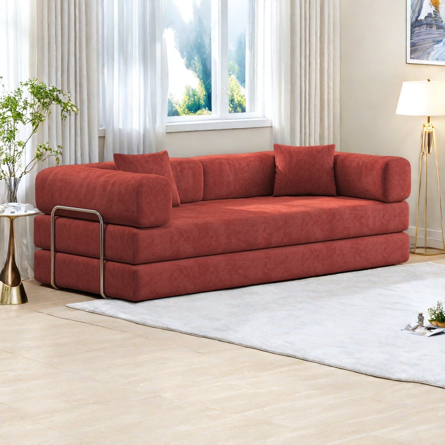 82.68 Foam 3-Seater Sofa Modular with Removable Backrest, 70cm Wide Seat, Washable Cover, Stainless Steel Frame