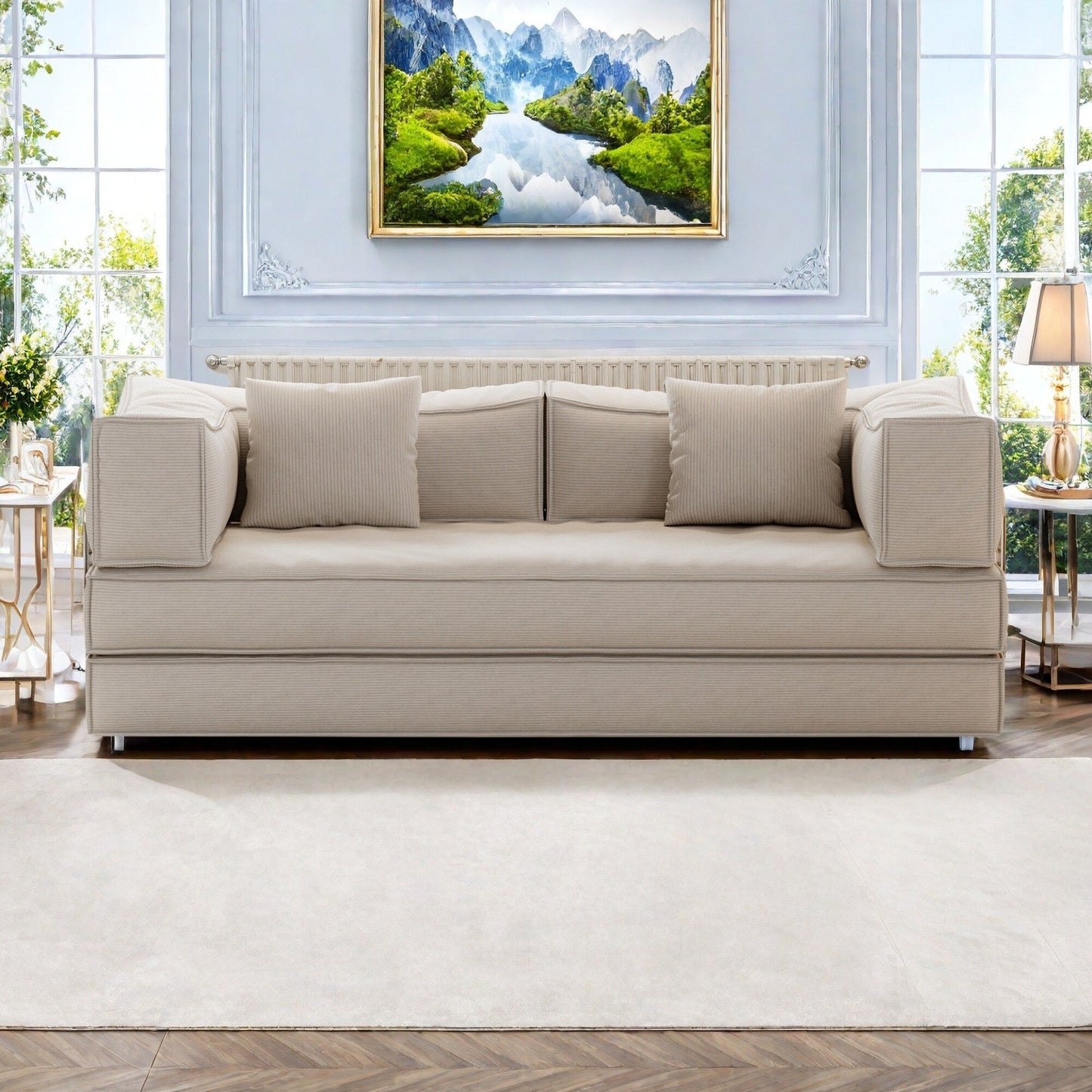 82.68 Foam 3-Seater Sofa Modular with Removable Backrest, 70cm Wide Seat, Washable Cover, Stainless Steel Frame