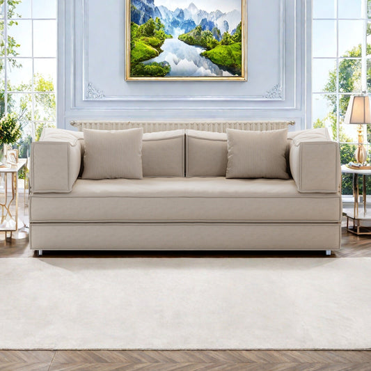 82.68 Foam 3-Seater Sofa Modular with Removable Backrest, 70cm Wide Seat, Washable Cover, Stainless Steel Frame