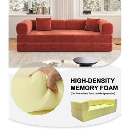 82.68 Foam 3-Seater Sofa Modular with Removable Backrest, 70cm Wide Seat, Washable Cover, Stainless Steel Frame