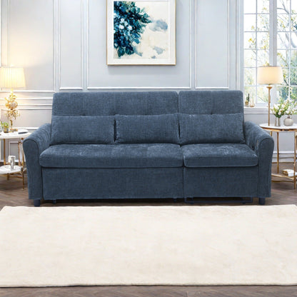 82 Chenille 2-in-1 Sofa Bed with Adjustable Backrest, Reversible Chaise, USB Charging Ports