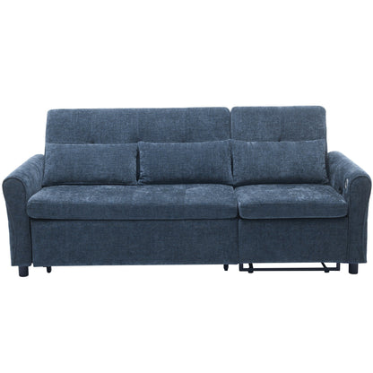 82 Chenille 2-in-1 Sofa Bed with Adjustable Backrest, Reversible Chaise, USB Charging Ports