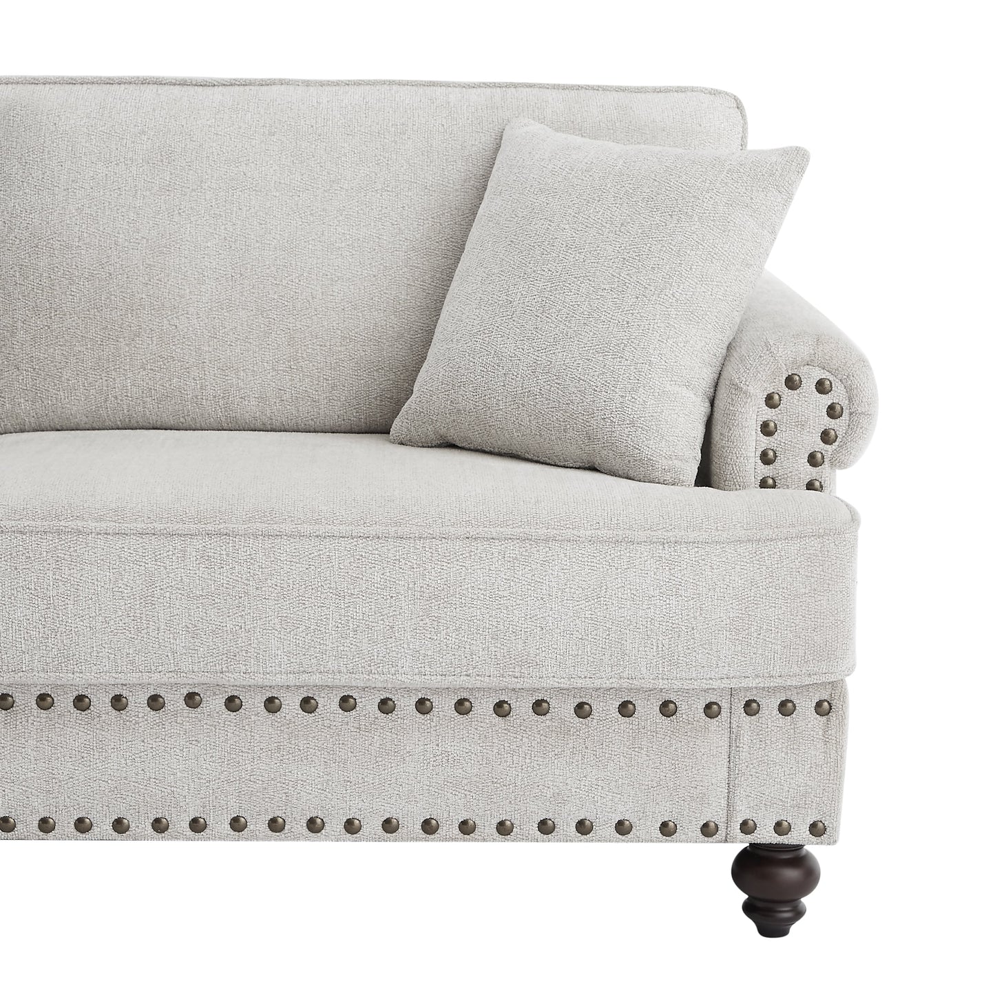 82 Chenille modern Upholstered Sofas 2 Seater Couches with Nails and Armrests (White)
