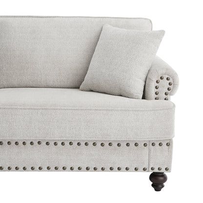 82 Chenille modern Upholstered Sofas 2 Seater Couches with Nails and Armrests (White)