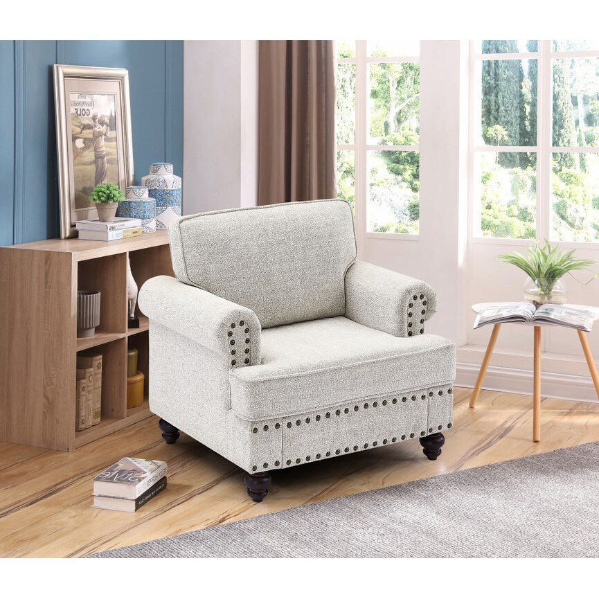 82 Modern 2 Seater Upholstered Sofa Couch with 2 Pillow,Nailhead Trim, Armrests and High Elastic Sponge Cushions