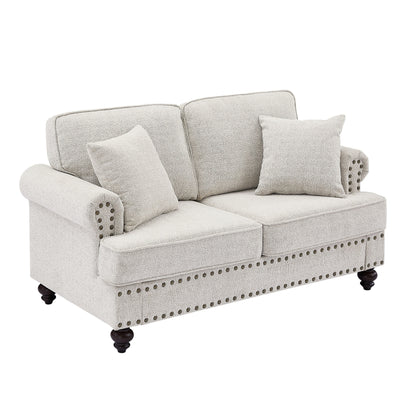 82 Modern 2 Seater Upholstered Sofa Couch with 2 Pillow,Nailhead Trim, Armrests and High Elastic Sponge Cushions