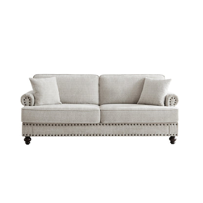 82 Modern 2 Seater Upholstered Sofa Couch with 2 Pillow,Nailhead Trim, Armrests and High Elastic Sponge Cushions