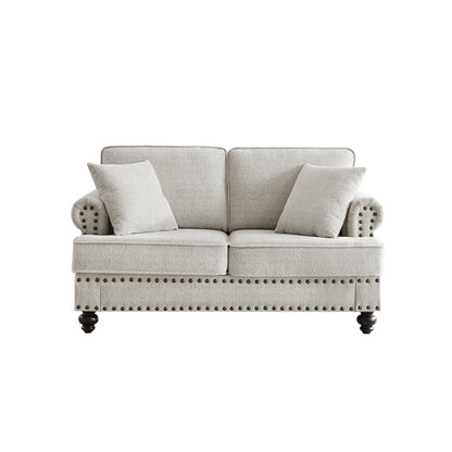 82 Modern 2 Seater Upholstered Sofa Couch with 2 Pillow,Nailhead Trim, Armrests and High Elastic Sponge Cushions