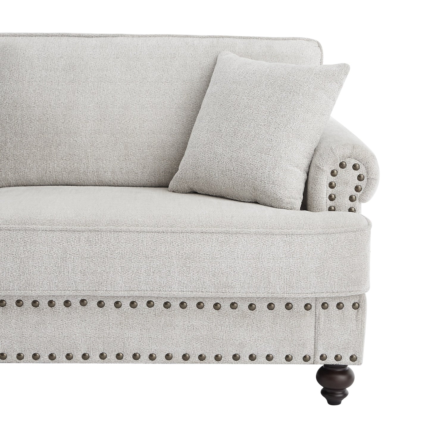 82 Modern 2 Seater Upholstered Sofa Couch with 2 Pillow,Nailhead Trim, Armrests and High Elastic Sponge Cushions