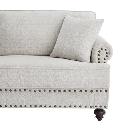 82 Modern 2 Seater Upholstered Sofa Couch with 2 Pillow,Nailhead Trim, Armrests and High Elastic Sponge Cushions