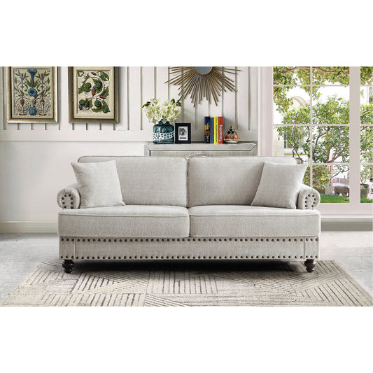 82 Modern 2 Seater Upholstered Sofa Couch with 2 Pillow,Nailhead Trim, Armrests and High Elastic Sponge Cushions