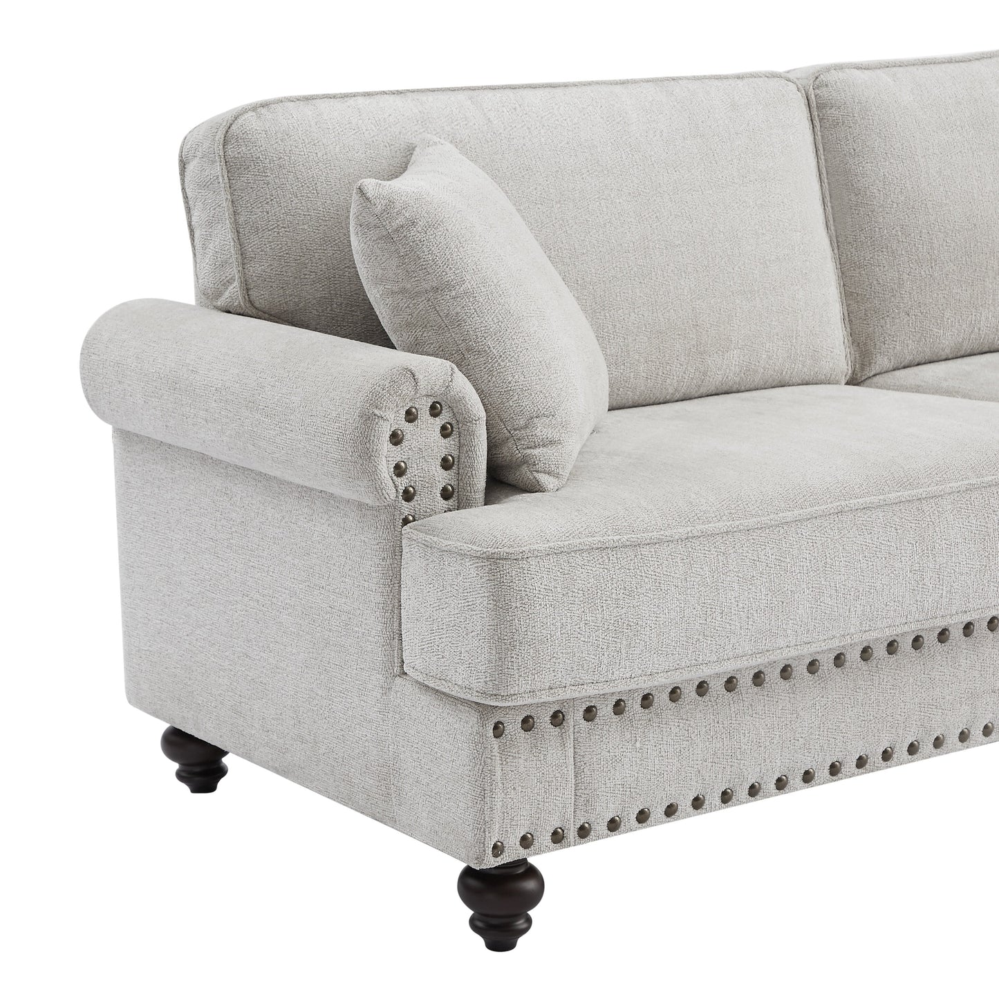 82 Modern 2 Seater Upholstered Sofa Couch with 2 Pillow,Nailhead Trim, Armrests and High Elastic Sponge Cushions