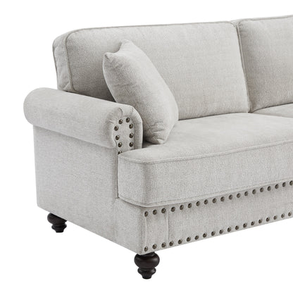 82 Modern 2 Seater Upholstered Sofa Couch with 2 Pillow,Nailhead Trim, Armrests and High Elastic Sponge Cushions