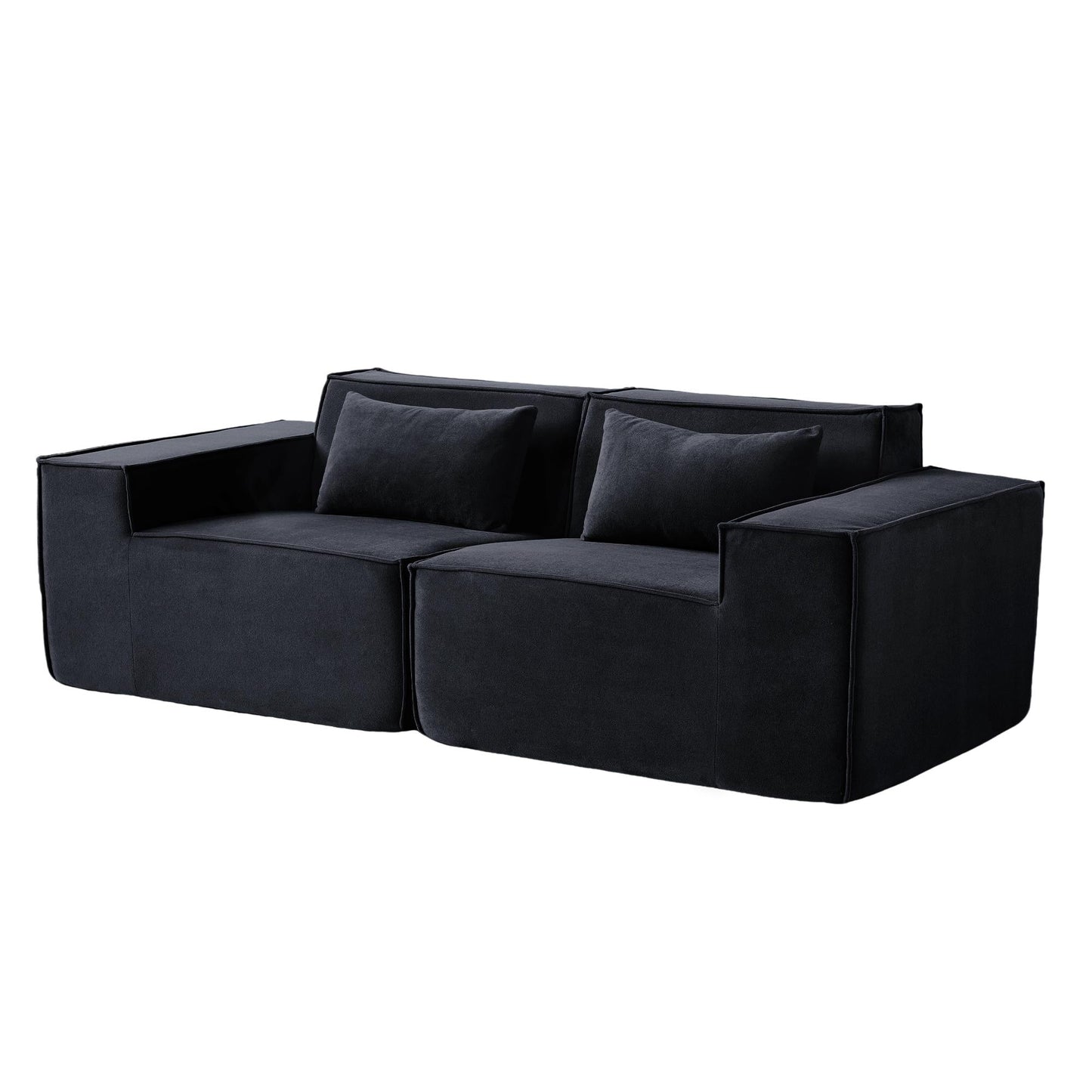 82 Modern Upholstered Loveseat Sofa Modular Sofa Corduroy Fabric Couch with Movable Fabric Cover & 2 Pillows