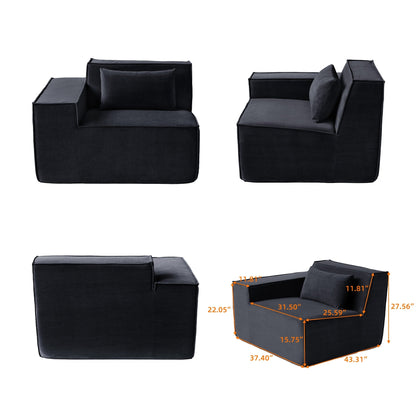 82 Modern Upholstered Loveseat Sofa Modular Sofa Corduroy Fabric Couch with Movable Fabric Cover & 2 Pillows