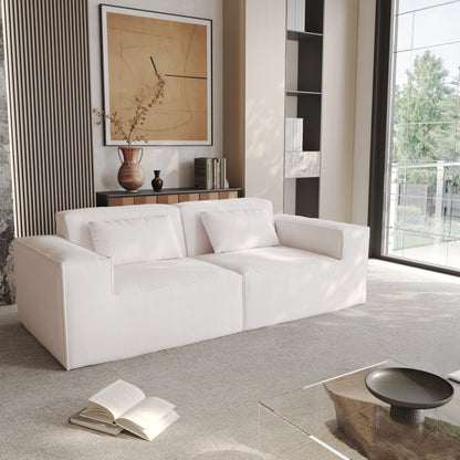 82 Modern Upholstered Loveseat Sofa Modular Sofa Corduroy Fabric Couch with Movable Fabric Cover & 2 Pillows