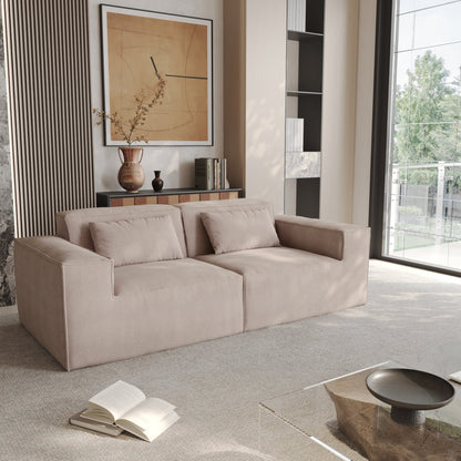 82 Modern Upholstered Loveseat Sofa Modular Sofa Corduroy Fabric Couch with Movable Fabric Cover & 2 Pillows