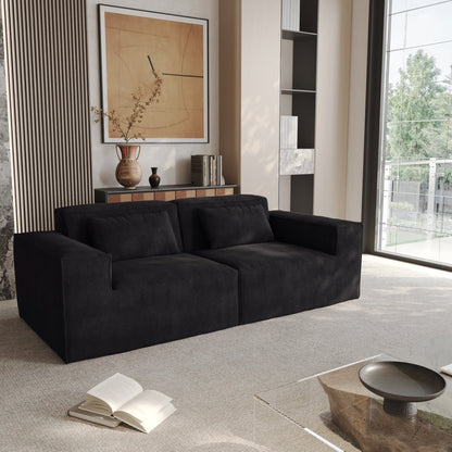 82 Modern Upholstered Loveseat Sofa Modular Sofa Corduroy Fabric Couch with Movable Fabric Cover & 2 Pillows