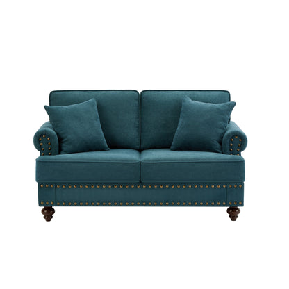 82'' Chenille Modern 3 Seater Sofa Couch with Brown Legs, 2 Pillow and Removable Cushions, Back