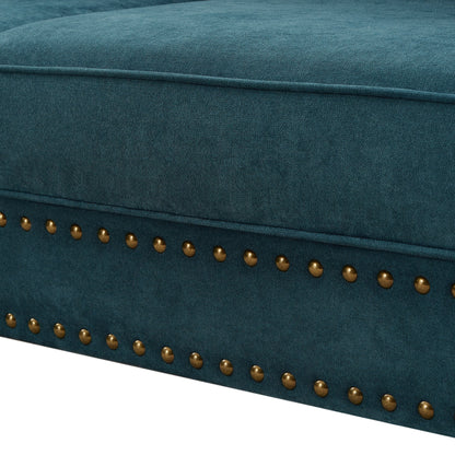 82'' Chenille Modern 3 Seater Sofa Couch with Brown Legs, 2 Pillow and Removable Cushions, Back