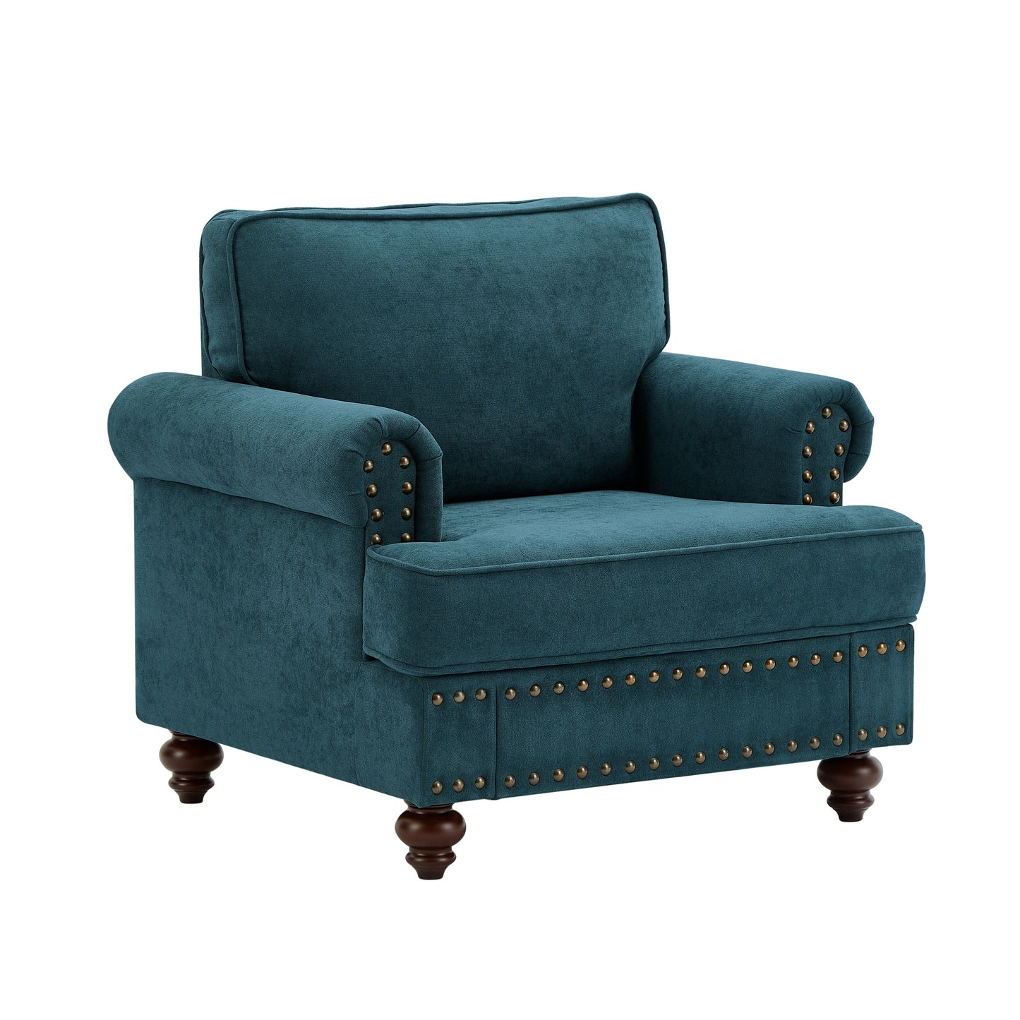 82'' Chenille Modern 3 Seater Sofa Couch with Brown Legs, 2 Pillow and Removable Cushions, Back
